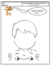 okul öncesi çocuklar için yüzdeki organları kes ve yerine yapıştır çalışma sayfaları